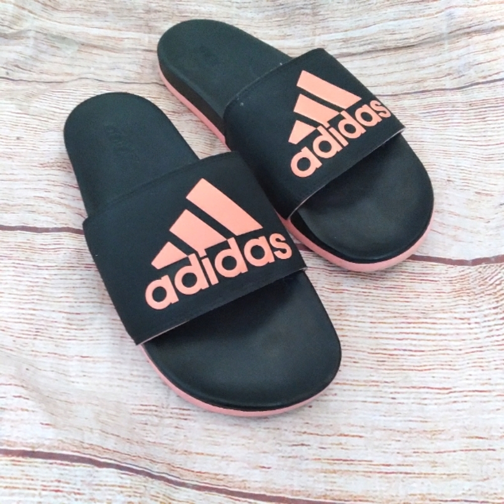 Adidas Adilette comfort sliders pink & black sz 10